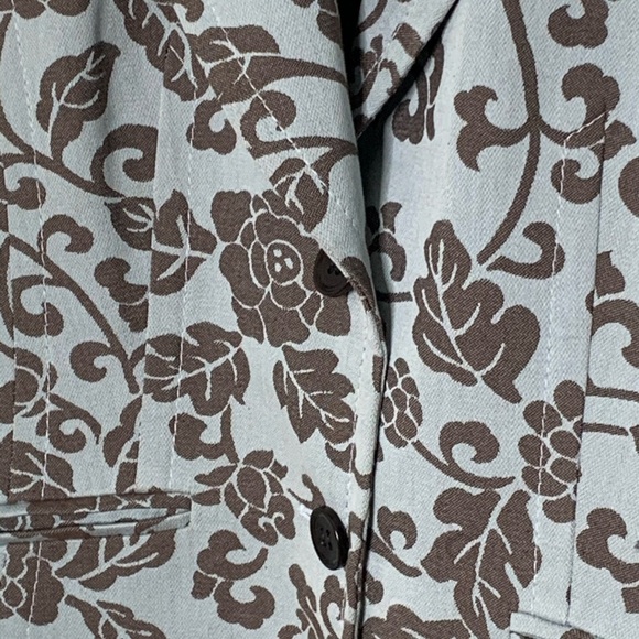 St. Emile Floral Print Cotton Blazer Jacket Blue Brown Size 8 - Picture 4 of 15